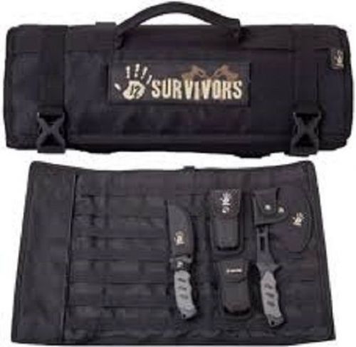 12 survivors tws42001b knife rollup kit black nylon weather resistant case for sale