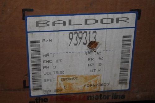 Baldor Motor 1HP 3PH 1425 RPM Part # 939313 Frame 56C Serial F1096 *NEW*