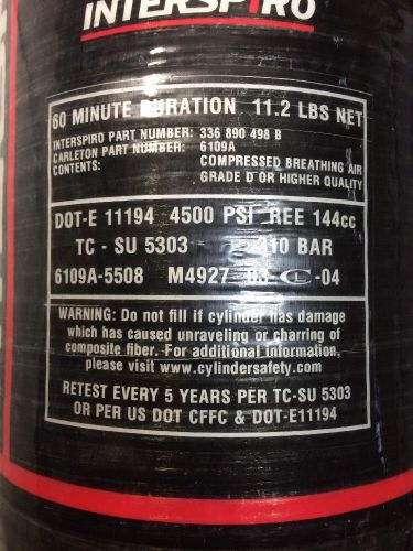 Interspiro 60 minuts 4500 PSI Cylinder Tank net 11.2 lbs  used