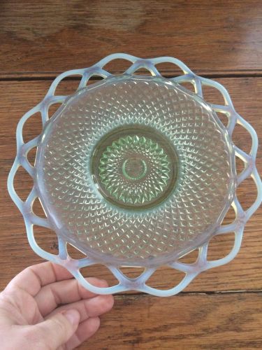 Green Opalescent Glass Plate - Rare!  Must See!  Mint!