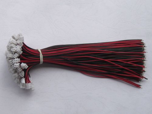 200 pcs 2.54mm 2 Pin Polarized Connector with 26AWG 12inch 30cm Red Black Leads