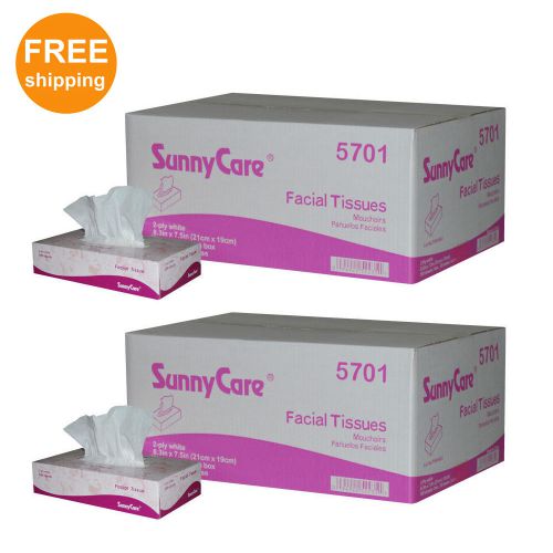 2 Cases ; 60boxes White 2-Ply Paper Facial Tissue,100/box, 30 boxes/case