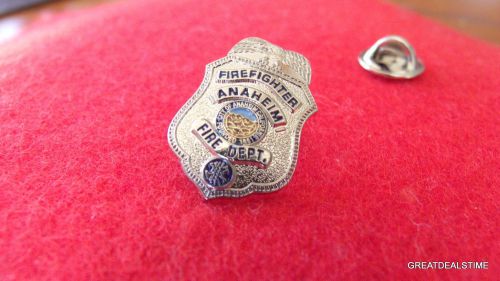 Firefighter Anaheim Fire Dept Badge,Fireman Mini LAPEL PIN,Silver Eagle SHIELD