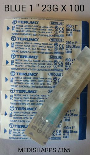 100 X Hypodermic syringe needle (Blue 23G 1&#034;inch)
