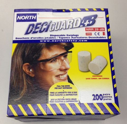 North Deciguard A+B 280205 Uncorded Disposable Earplugs 200-Pairs (NEW) (5B6)