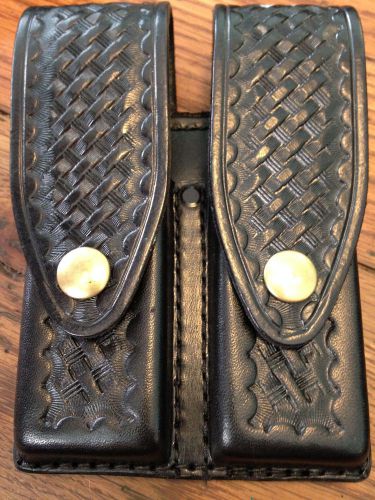 Tex shoemaker &amp; sons 215 double magazine holder, leather basketweave   645 for sale
