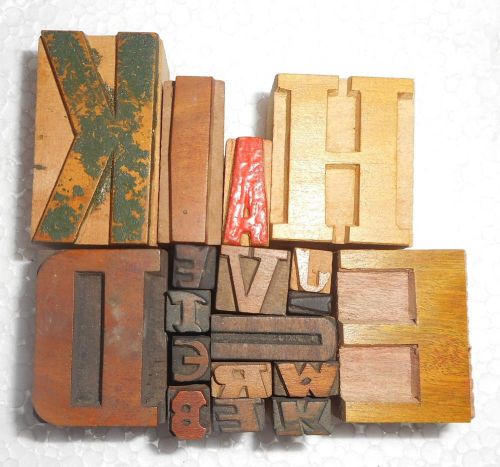 Letterpress Letter Wood Type Printers Block &#034;Lot Of 16&#034; Typography.In789