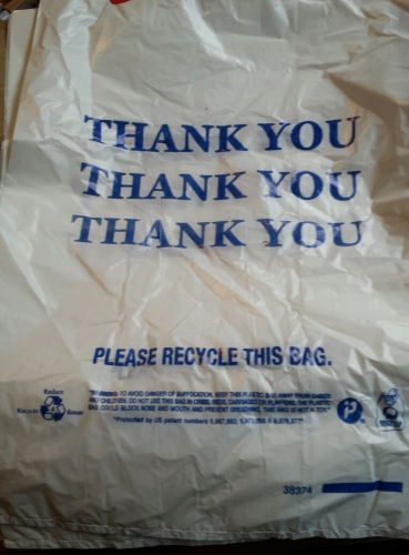 25 LARGE T-SHIRT CARRY OUT THANK YOU BAGS PLASTIC MERCHANDISE GROCERY SHOPPING