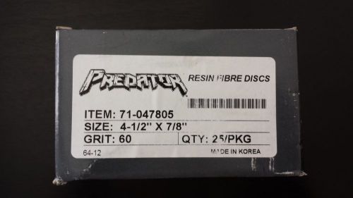 4-1/2&#034;X7/8&#034; 60 GRIT PREDATOR RESIN FIBRE DISCS (25 PER BOX)