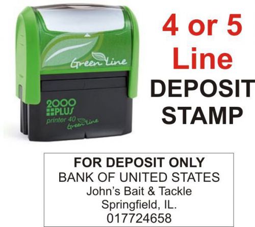 4 or 5 Line For Deposit Only Bank Endorsement Self-Inking Custom Rubber Stamp