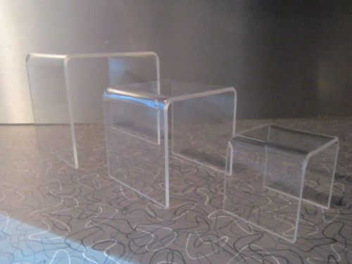 LOT of 6 Clear Acrylic Plastic RISERS STANDS Display Jewelry Figures 3 sizes NIP