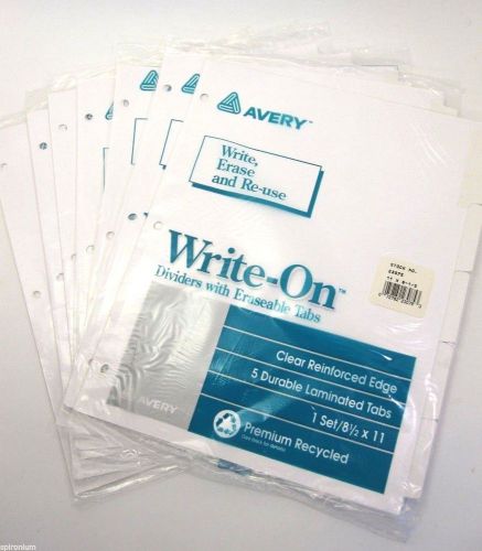 LOT 11 packs AVERY Write On binder Dividers 5 Erasable Tabs 8 1/2 x11 7 NIP, 4 OutOP