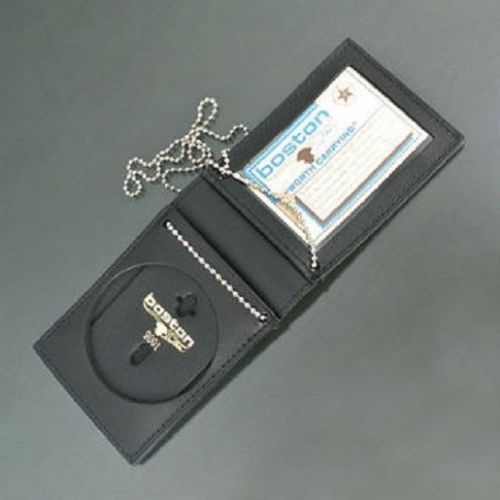 Boston leather neck chain id pocket belt badge holder hard leather 450-9001 for sale