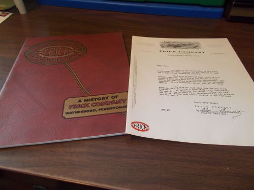 Frick Company, Waynesboro, PA 100th Aniv. Company History Booklet with Letter