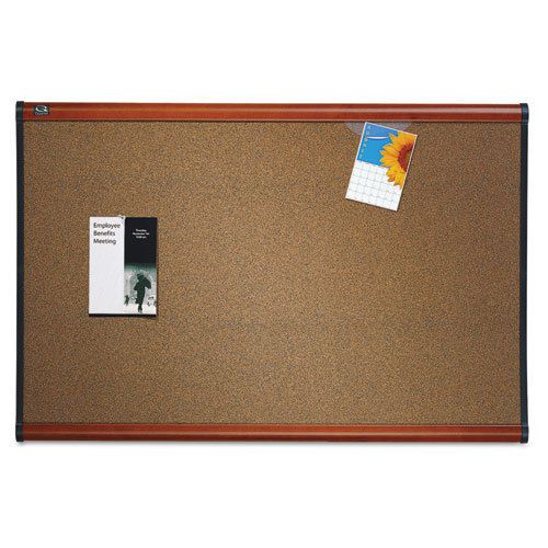 Quartet prestige bulletin board, cork, 36 x 24, cherry frame - qrtb243lc for sale