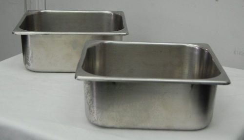 (3) stainless steel buffet steam or cold trays/pans - 8 x 9 3/4 - 4 in deep for sale