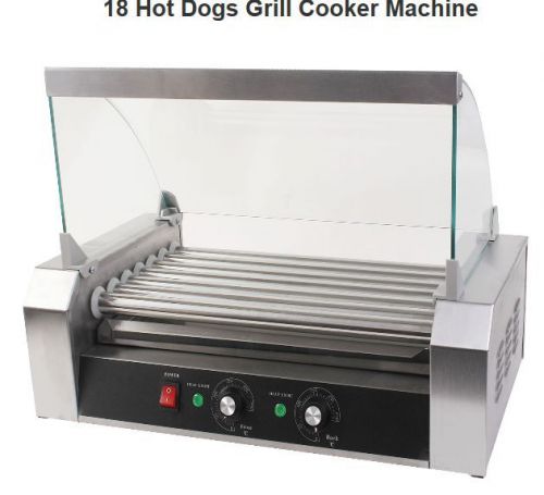New Commercial 18 Hot Dog Hotdog 7 Roller Grill Cooker Machine W/ cover