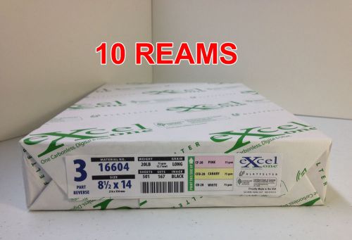 8.5x14 - 3 part carbonless paper 10 reams = 1 case - glatfelter excel ncr paper for sale