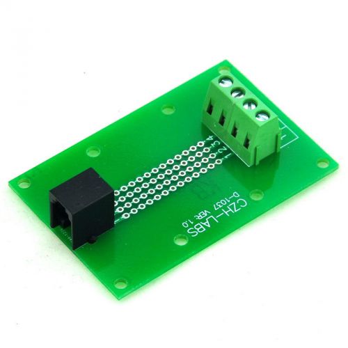 Rj9 4p4c right angle jack breakout board, terminal block connector. for sale
