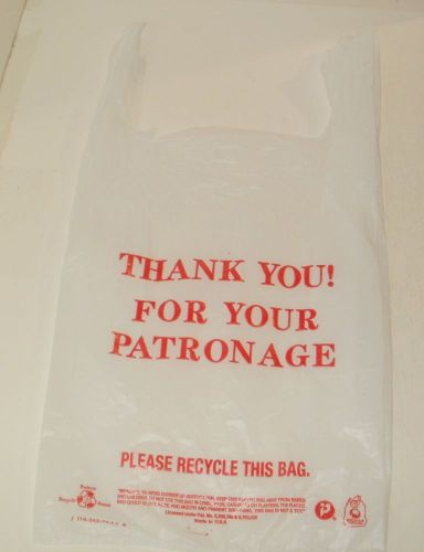 250 WHITE THANK YOU FOR YOUR PATRONAGE SHOPPING PLASTIC T-SHIRT BAGS NEW