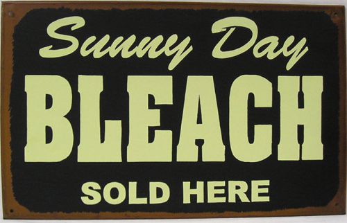 Sunny day bleach sold here laundry cleaning clothing vintage rustic  metal sign for sale