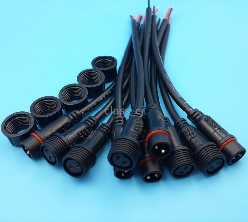 5Pairs Black IP65 Waterproof 2Pin 18AWG Wire LED Cable Connectors