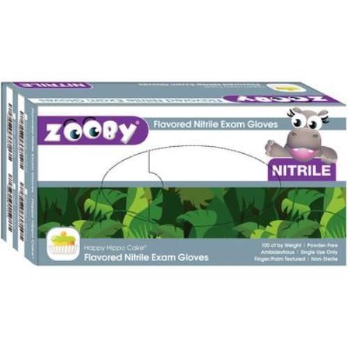Nitrile Zooby Happy Hippo Cake Flavored Powder Free Exam Gloves 100/box Nitrile