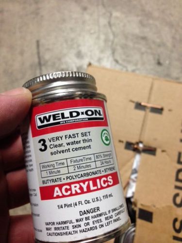 Ips weld-on #3 plastic solvent glue cement for acrylic plexiglass 4 oz 24 cans for sale