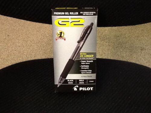 Pilot G2 Premium Retractable Gel Ink Pen, Refillable, Black Ink, Bold, Dozen