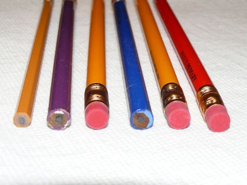 12 ROUND JUMBO 10mm, MAXCO PRIMARY, 7&#034; LEAD PENCILS with erasers - Assorted -New