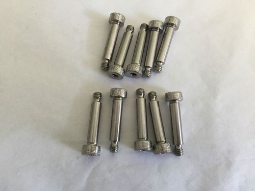 (lot of 10) stainless steel shoulder screw 3/16&#034; x 3/4&#034; sh. length, 8-32 thread for sale