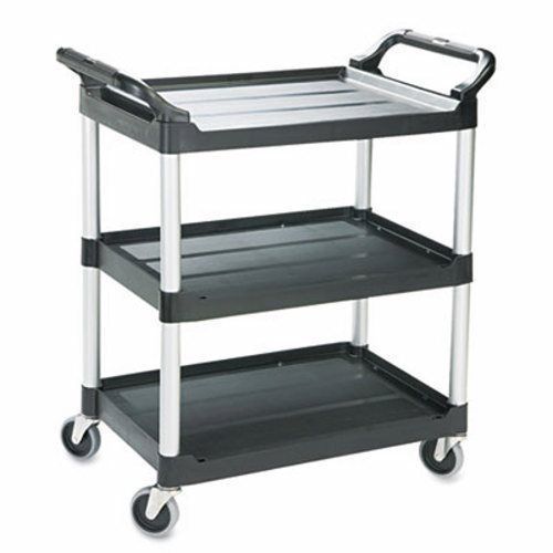 Rubbermaid 3-Shelf Utility Cart with Aluminum Uprights, Black (RCP 3424-88 BLA)