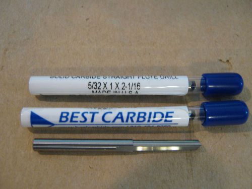 5/32(.1562)SOLID CARBIDE STRAIGHT FLUTE140DEG NOTCHED POINT DRILL BIT LOT of 3