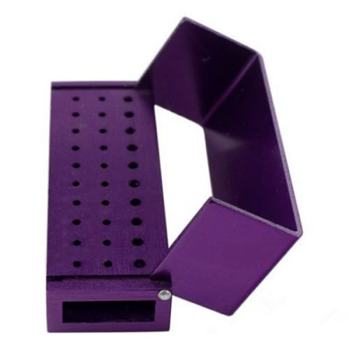 1Pc 30 Holes Dental Bur Holder Stand Autoclave Disinfection Box Case purple B004