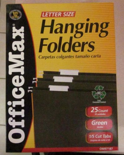 Office Max Letter size Hanging Folders 25 count green 95% recycled materials!