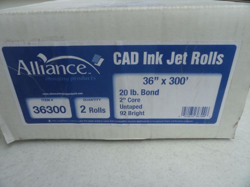 Alliance Engineering CAD Ink Jet Paper Rolls 36&#034; x 300&#039; 20lb - 2 rolls 36300