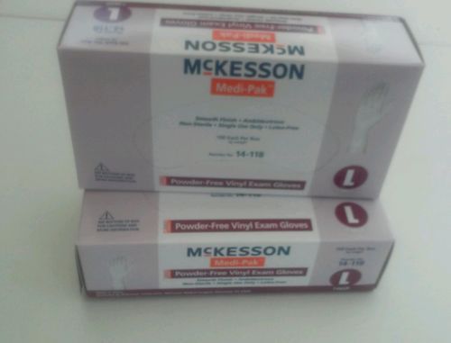 Exam Glove LARGE Powder Free Vinyl McKesson 14-118 - 100 Per Box- Lot of 2 Boxes