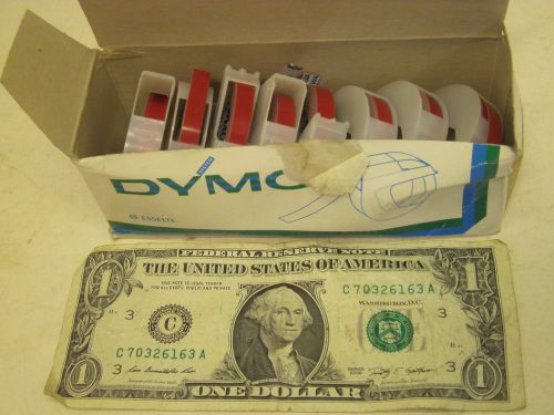 8 ROLLS OF DYMO 1/4&#034;X12&#039; EMBOSSING LABELING TAPE GLOSSY RED 5206-02 LABEL MAKER