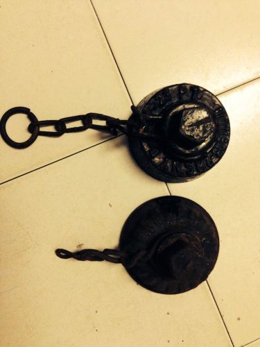 (2) original authentic nyc fire hydrant cap, smaller cap  with chains for sale