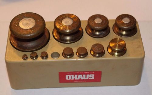 Vintage OHAUS brass calibration weight set