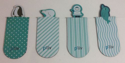 4x/Pack PENQUIN VILLAGE Bookmark/Bookmarker Magnetic Page Clips for Book