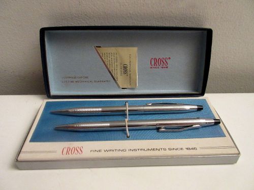 Cross  #3501 Lustrous Chrome Ballpoint Pen &amp; Pencil Boxed Set USA Mint!