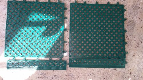 NOTRAX 523 Modular Drainage Mat, Green, 12x12 In. 50 Sq Ft with Edging