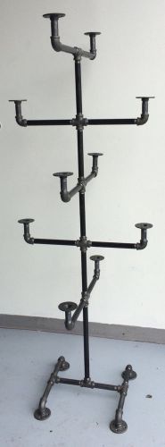 Hat Rack - Industrial Style Hat Rack - Black 3/4&#034; Pipe - 10 Hat Pipe Stand