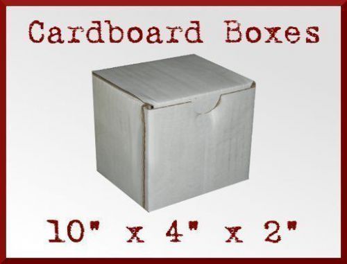 12 White Tuck Top Corrugated Cardboard Shipping Boxes 10 x 4 x 2