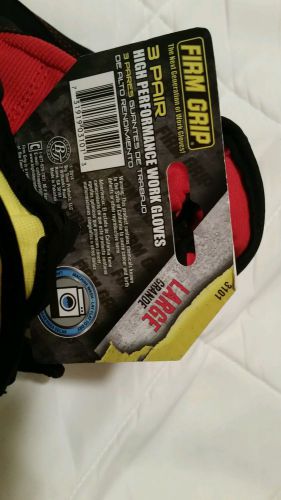 New 3 Large Firm Grip Performance Gloves Red, Yellow, Gray machine washable