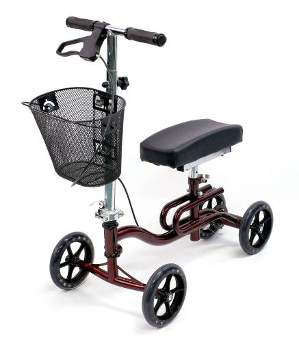 Knee scooter walker foldable leg crutch brakes karman kw-100-bd burgundy new for sale
