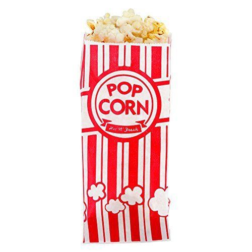 Carnival King Paper Popcorn Bags 1 Ounce Pack of 100 Red and White