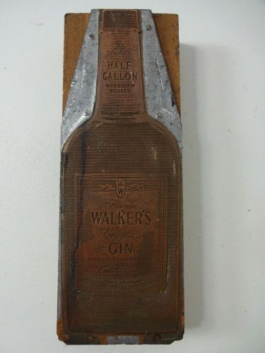 Vintage - Walker&#039;s London Dry Gin Original Newspaper Printing Block
