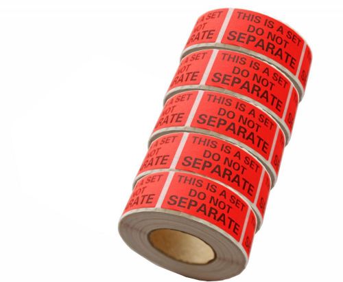 5 Rolls/2500 Labels - &#034;This Is a Set Do Not Separate&#034; Stickers 1&#034; X 2&#034; Bulk P...
